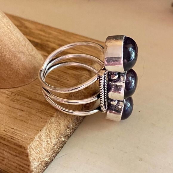 Amethyst Gemstone Sterling Silver Handmade Ring Size 7 - Picture 5 of 7